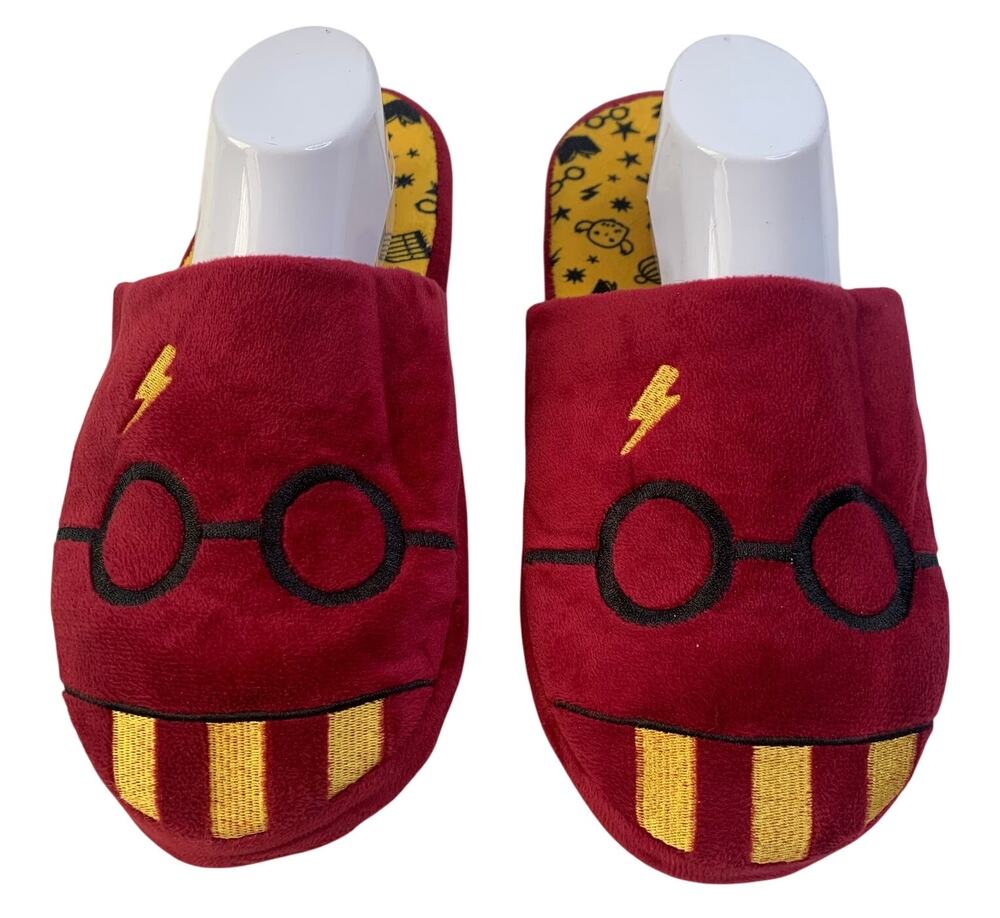 Harry Potter Mens L/XL Slippers Slip On Glasses Bolt Tattoo Slide House Shoes